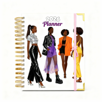 Carnet de planification personnalisé à couverture rigide avec reliure spirale 2026, 180 feuilles, impression avec vernis, cadeau en papier, 18,6x12,8 cm