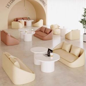 Conjunto de Mesa y Sillas para Cafetería Comercial, Asientos para Bar, Salón de Belleza, Recepción, Sofá, Asientos para Puesto de Té con Leche - Product Image 4