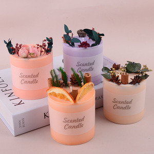 Vela Aromática de Cera de Soja en Cilindro, Hecha a Mano, Decoración para el Hogar, Flores Secas Coloridas, Lámpara de Fragancia, Regalo - Product Image 3