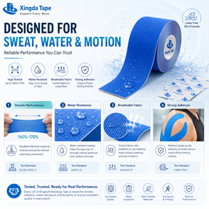 Bande <span class=keywords><strong>de</strong></span> kinésiologie sportive Xingda personnalisée avec logo imprimé, multicolore, 5 cm x 5 m, en coton, pour la thérapie physique et l'<span class=keywords><strong>adhesif</strong></span> musculaire corporel - Product Image 3