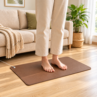 Tapis de mise à la terre en cuir PU marron, texture sable douce pour la peau, coussin conducteur pour bureau, sol ou espace de travail, concentration et bien-être