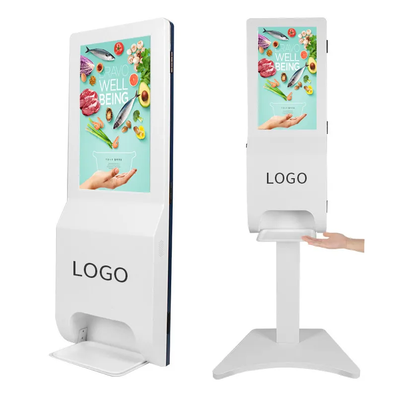 21.5 inch automatic lcd digital signage with hand sanitizer dispenser advertising display kiosk korean