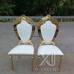 Sillas de Banquete de Acero Inoxidable Dorado de Excelente Calidad para Hoteles y Restaurantes Modernos de Lujo, Silla de <span class=keywords><strong>Reina</strong></span> para Bodas, Fiestas y Cenas - Product Image 3