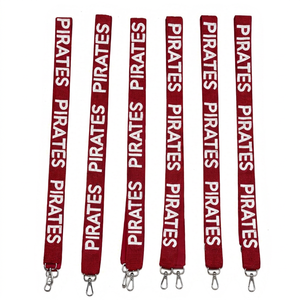 Correa de Tela con Gancho Metálico, Diseño Pirata, Duradera, Color Rojo con Texto en Relieve - Product Image 1