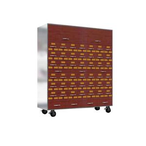 Armoire de stockage de médicaments de phytothérapie chinoise en acier inoxydable de style traditionnel avec roues pour les cliniques hospitalières et les pharmacies - Product Image 1