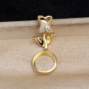 Support de pendentif en argent S925 pour perle de 12,3-12,5 mm, accessoire de fabrication de bijoux DIY, support de perle vide 6078 - Product Image 3