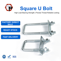 Boulons en U carrés en acier au carbone zingué M6 M8 M10 M12 M14 M16 pour montage de cadre de remorque, de tuyaux et de tubes avec plaques, écrous et supports