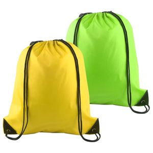 Sacs à cordon en polyester résistants à l'eau, écologiques, pliables, avec cordon de serrage, pour la salle de sport ou les activités de plein air - Product Image 1