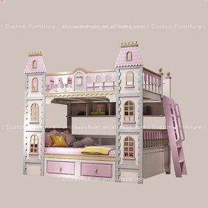 Nuovo letto a castello per bambini in legno massello in stile europeo con spazio contenitore, letto a forma di castello dei sogni personalizzato per <span class=keywords><strong>camerette</strong></span> <span class=keywords><strong>da</strong></span> bambina - Product Image 3
