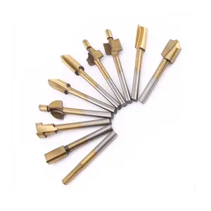 10pcs set 3mm HSS Titanium Router Bits Wood Cutter Milling Fits Dremel Rotary Tool Engraving Machine Knife Sharpening Slot