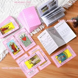 Baraja <span class=keywords><strong>de</strong></span> <span class=keywords><strong>cartas</strong></span> <span class=keywords><strong>de</strong></span> tarot <span class=keywords><strong>de</strong></span> papel rosa Myripoly para principiantes con significados y guía, bolsa <span class=keywords><strong>de</strong></span> terciopelo gratuita - Product Image 4