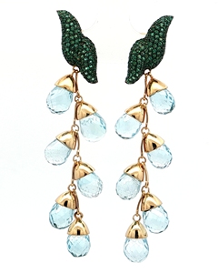 Boucles d'oreilles pendantes Art Déco en Or 18 carats et Argent 925, Améthyste et Diamant, Style Taille Brillante, Luxe pour Femme, Mariage/Fête/Cadeau - Product Image 1