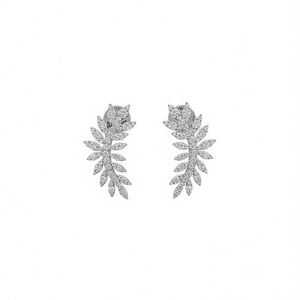 Orecchini in Oro Bianco con Diamanti Taglio Marquise Colore G Diamanti Naturali Gioielli Classici da Sposa per Donna - Product Image 1