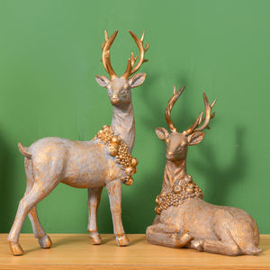 ของตกแต่งคริสต์มาสรูปกวางเรนเดียร์ตั้งโต๊ะ สีทอง ของประดับตกแต่งบ้านสำหรับเทศกาล - Product Image 1