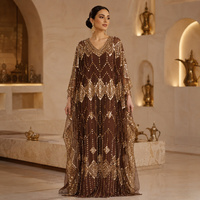 Robe kaftan maxi élégante à perles faites à la main pour femmes, robe de soirée d'été pour l'Eid et les mariages