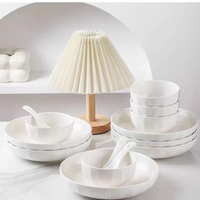 Assiette en céramique blanche pure pour poisson, steak, pâtes, ensemble de vaisselle en céramique plate, vente en gros