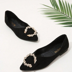 <span class=keywords><strong>Scarpe</strong></span> Basse da Donna <span class=keywords><strong>con</strong></span> Punta Affusolata, <span class=keywords><strong>con</strong></span> <span class=keywords><strong>Fibbia</strong></span> in Metallo e Strass, <span class=keywords><strong>Ballerine</strong></span> Casual Slip-on per Uso Quotidiano - Product Image 2