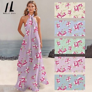 Tissus Henry, motifs floraux bohèmes rouges et blancs, fleurs librement disposées pour robes <span class=keywords><strong>maxi</strong></span>, chemisiers - Product Image 1