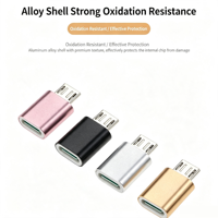 Lot de 10 connecteurs de charge et synchronisation de données en alliage d'aluminium, type C femelle vers micro USB mâle, pour téléphone Android, emballage sous blister
