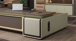 Hot Selling High End Customized Mousse Walnut Modular L-shaped Wooden Office Executive Boss Office Desk