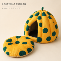 Lit d'hiver pour animaux de compagnie à pois et citrouilles, mignon, pour chats et chiens, en coton PP doux, lavage à la main uniquement