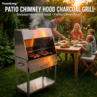 Barbecue au charbon de bois en acier inoxydable 304 personnalisé, style Santa Maria professionnel avec capot et étagère inférieure
