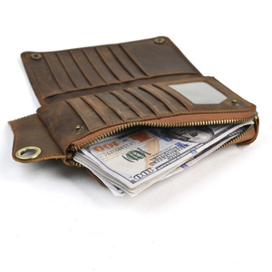 Ando Bag – Portefeuille long vintage en cuir de vache véritable pour homme, avec fermeture éclair, pochette de poignet et porte-cartes - Product Image 2