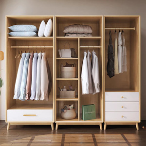 <span class=keywords><strong>Armoire</strong></span> en bois massif durable pour <span class=keywords><strong>chambre</strong></span> nordique, petit appartement, maison, <span class=keywords><strong>chambre</strong></span> d'enfant, meuble de rangement pratique à grande capacité - Product Image 1