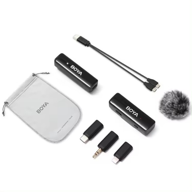 BOYALINK A1 2.4GHz Wireless Lavalier Microphone System Clip-on Microphone 100m Transmission Range Noise Reduction Auto Sync