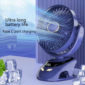 Ventilateur numérique à pince N33, mini ventilateur portable USB rechargeable, ventilateur de bureau à faible bruit, longue durée de vie de la batterie, ventilateur avec lumière LED nocturne - Product Image 3