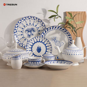 Service de table 48 pièces en porcelaine New Bone China, design fruits de style luxe bleu et blanc 2026, pour 8 personnes - Product Image 2