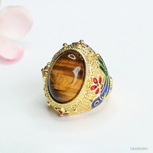 Resizable chim hình dạng năng lượng đá Nhẫn mạ vàng chữa bệnh tinh thể thạch anh nhẫn cho nam giới chakra tinh thể Tiger của mắt Đá Nhẫn - Product Image 6