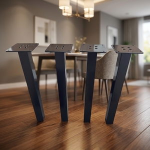 Pieds de table en métal noir 70 x <span class=keywords><strong>72</strong></span> cm, bases de table trapézoïdales pour tables à manger, tables basses et tables de travail sur mesure - Product Image 4