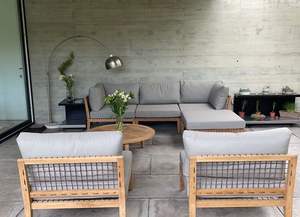 Ensemble <span class=keywords><strong>de</strong></span> canapés en bois moderne <span class=keywords><strong>haut</strong></span> <span class=keywords><strong>de</strong></span> <span class=keywords><strong>gamme</strong></span> en teck pour <span class=keywords><strong>jardin</strong></span>, terrasse, villa, parc et extérieur, <span class=keywords><strong>salon</strong></span> d'angle, chaise longue - Product Image 4