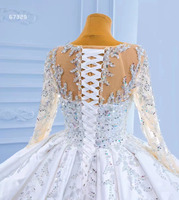 Feishiluo robe de bal de luxe robe de mariée cristal poire ivoire col rond manches longues broderie imprimé fleuri décoration de dentelle de mariée