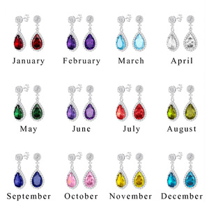 Platinum Plated Brass Double Halo Pear Sapphire Blue Crystal Drop <b>Earrings</b> 925 Silver <b>Post</b> Wedding Party Gift Jewelry Wholesale - Product Image 2