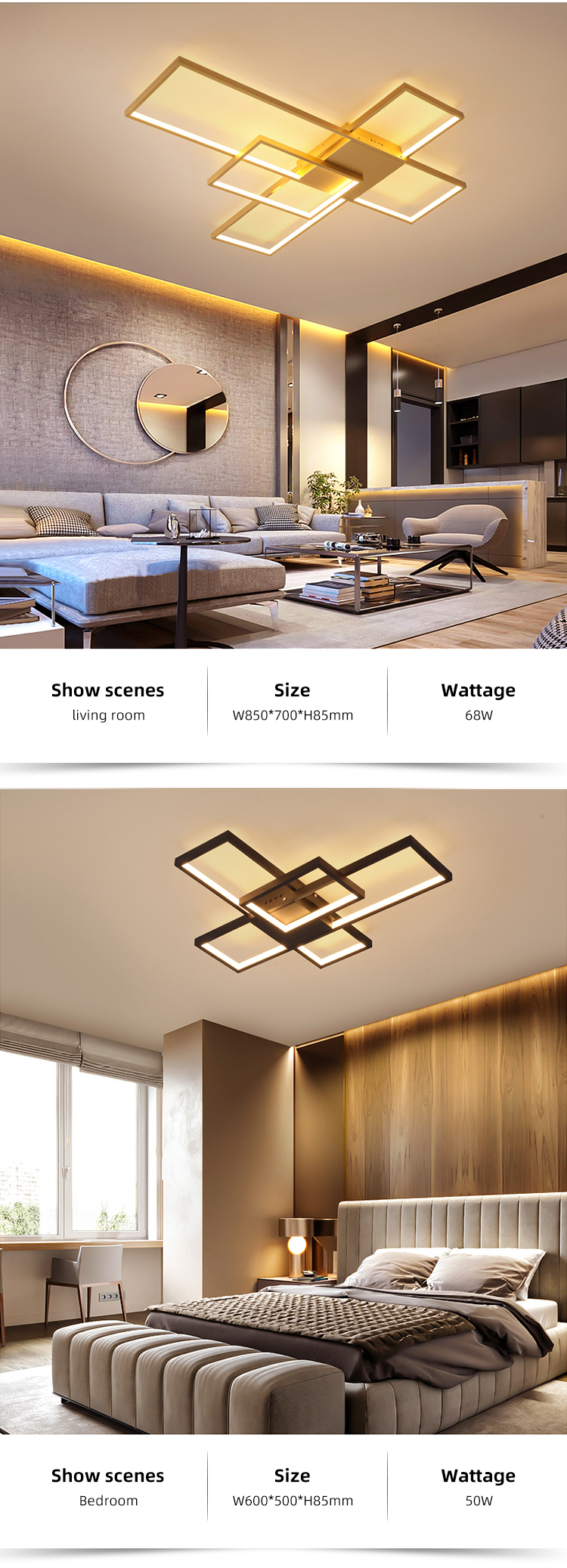 New Design Concise Style Indoor Living Room Bedroom Square Modern Led Ceiling Light