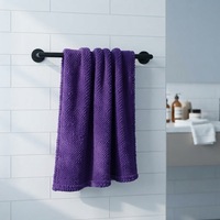Plaid Jacquard Ultra Doux Violet Texturé Effet Popcorn Couleur Unie Luxe Minimaliste Couverture Moelleuse en Peluche pour Canapé et Lit Décoration