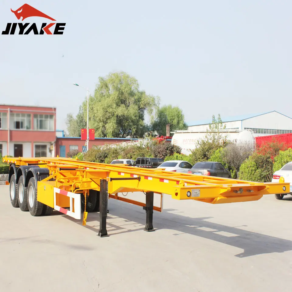 3 Axle 40 ft 40 ton skeleton semi trailer shipping container trailer transport chassis truck with 12 pieces twist lock
