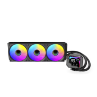 Refroidisseur de processeur liquide AIO 360 mm avec écran LCD, tête de refroidissement en aluminium pur, faible bruit, refroidissement par eau pour PC de jeu