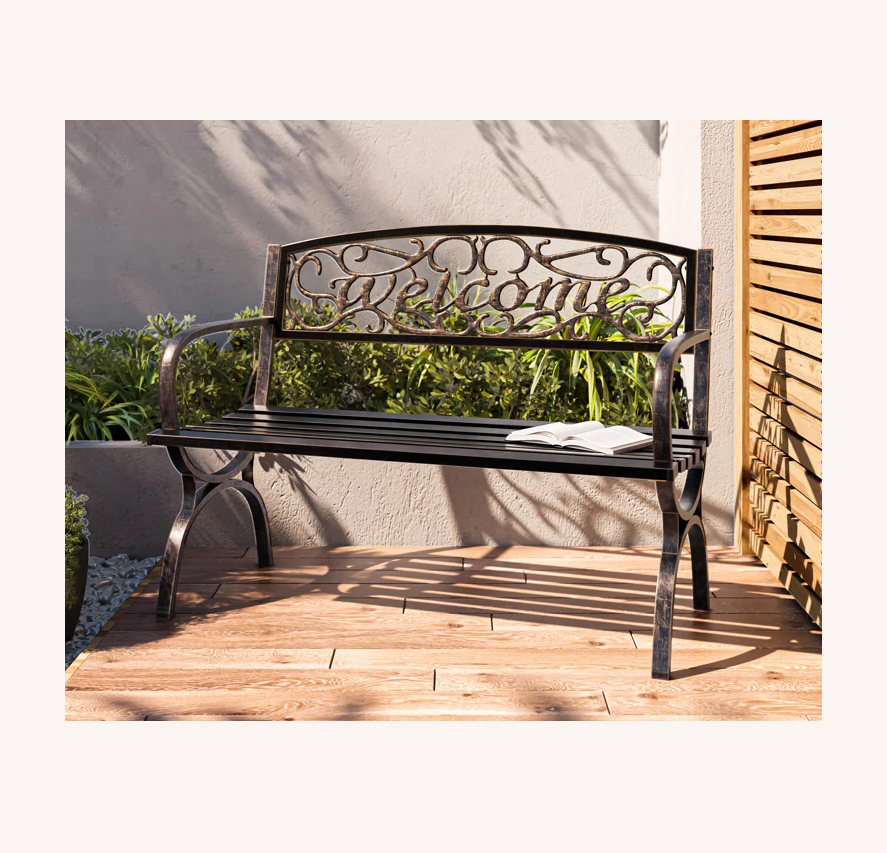 Maison et jardin patio style antique bienvenue banc extérieur en fonte