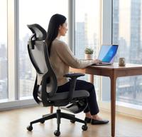 Chaise de bureau exécutive ergonomique moderne à dossier haut, pivotante, avec support lombaire, appui-tête 2D et accoudoirs réglables pour bureau à domicile