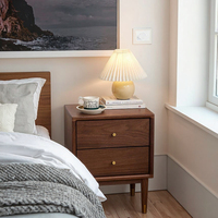 Laci meja malam, tempat tidur Modern mewah kayu padat hitam Walnut samping tempat tidur meja dengan penyimpanan untuk kamar tidur
