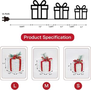 DAMAI Set of 3 <b>Christmas</b> Lighted Gift <b>Boxes</b> Led Light up <b>Boxes</b> Ornaments for Holiday Party <b>Christmas</b> Decorations Indoor - Product Image 4