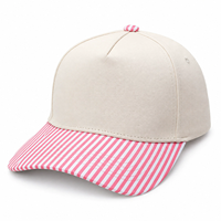 Cappello a 5 Pannelli con Logo Personalizzato, Cappellino da Baseball a Righe Ricamato e Stampato per l'Estate e Feste in Spiaggia per Donne
