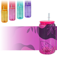 Gobelet en verre transparent de 16 oz pour sublimation, nouvelle arrivée, à paroi simple, avec couvercles transparents, logo personnalisé