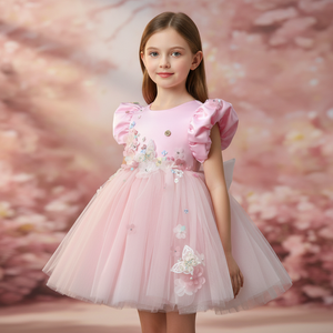 Abito da Damigella per Bambine Alta Moda, Design Fatato a Maniche Corte, Rosa <span class=keywords><strong>Principessa</strong></span>, Nuovo Modello 2026 per Feste di Compleanno - Product Image 2