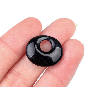 Manik-manik Batu Akik <span class=keywords><strong>Onyx</strong></span> Hitam Bulat 16x20mm Lubang Samping Besar 6mm Liontin Gantungan Aksesoris DIY Gelang Kalung Zitian KS-1763 - Product Image 4