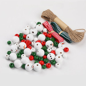 Christmas Wooden <b>Bead</b> <b>Set</b> 20MM DIY Snowman Decoration Supplies Hand-knitting Craft Jewelry Making Material - Product Image 3