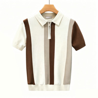 T-shirt pour homme, polo semi-zippé, vêtement tricoté élégant à manches courtes, polo personnalisé avec logo